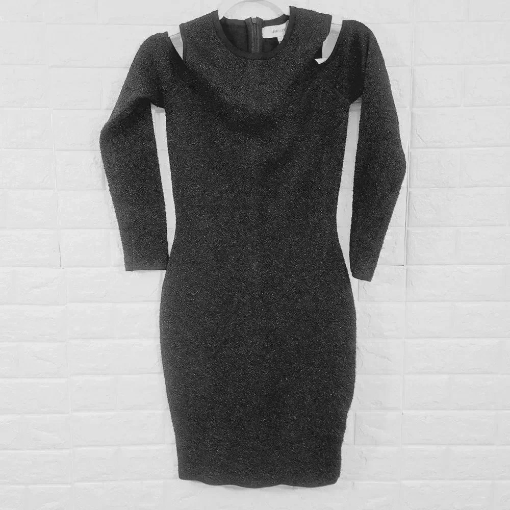 John + Jenn Women's Glitter Cutout Bodycon Dress Hoodie Long Sleeve Size S NWT